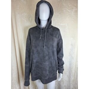 Abercrombie & Fitch Relaxed Soft Fleece Hoodie Charcoal Grey Acid Wash Large